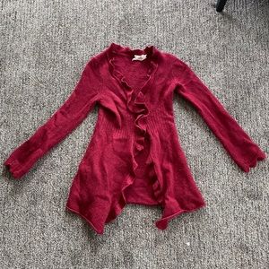 Long Red Ruffled Sweater